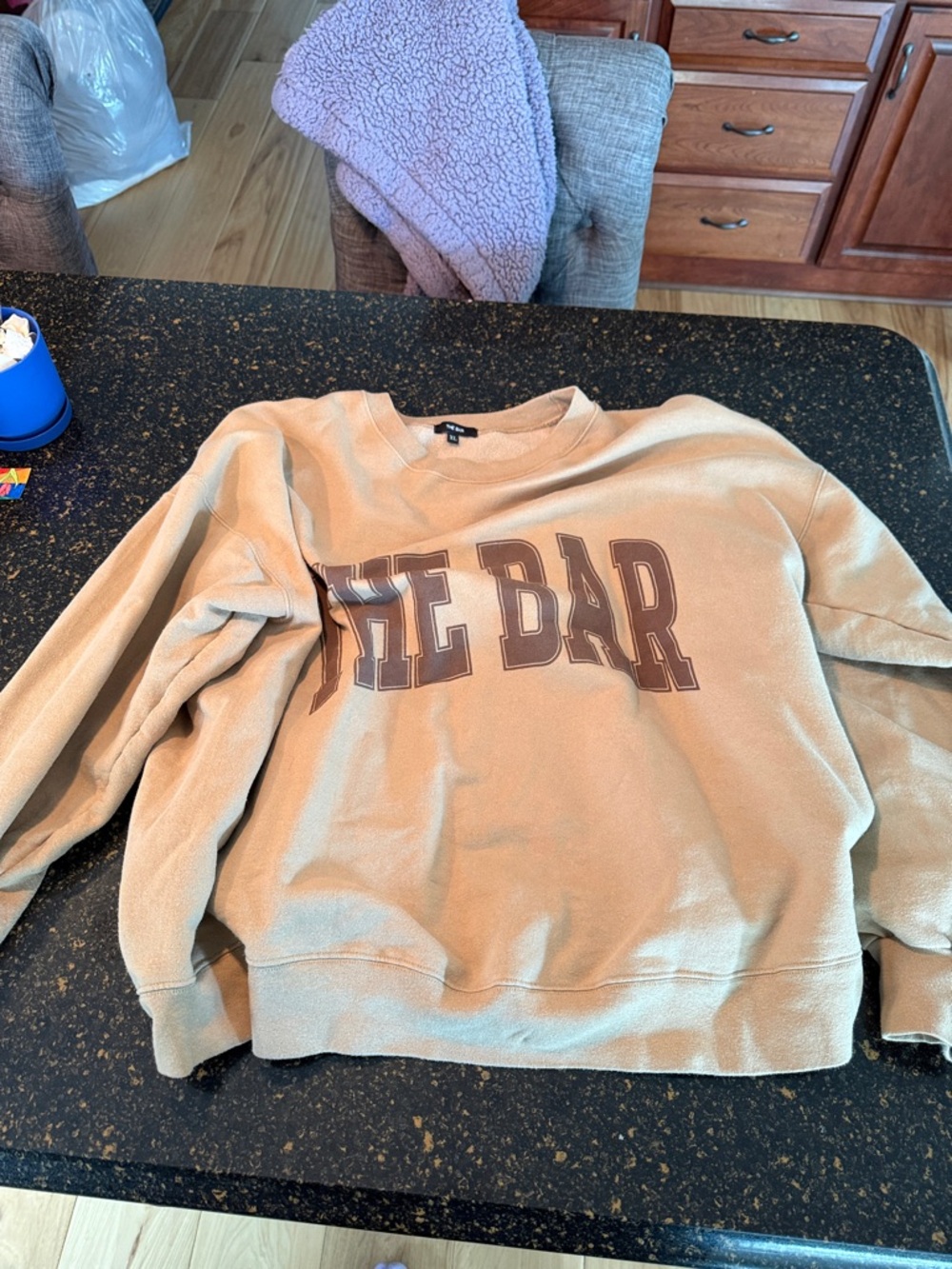 The Bar Tan Sweatshirt with Brown Logo